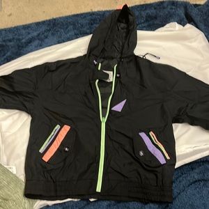 Black windbreaker